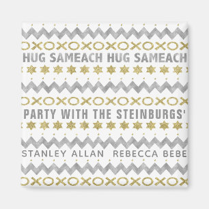 Hanukkah Magnet Square HUG SAMEACH