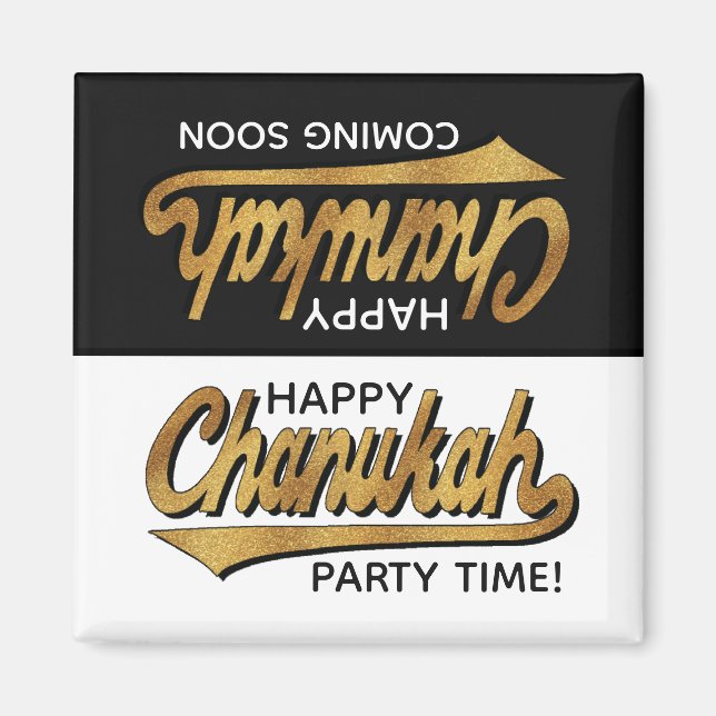 Hanukkah Magnet Square Party Time (Front)