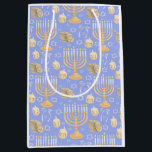 Hanukkah  medium gift bag<br><div class="desc">This design features a classic repeat pattern of elements of Hanukkah in pretty pastels.</div>