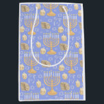 Hanukkah  medium gift bag<br><div class="desc">This design features a classic repeat pattern of elements of Hanukkah in pretty pastels.</div>