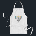 Hanukkah menorah adult apron<br><div class="desc">Hanukkah menorah. clock the orange" Customize it" button to customize the template by changing the background color, if desired. Personalize by adding personal text of name , initials or Hanukkah greetings, as desired</div>