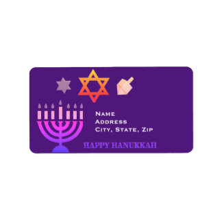 Hanukkah Menorah and Dreidels Label