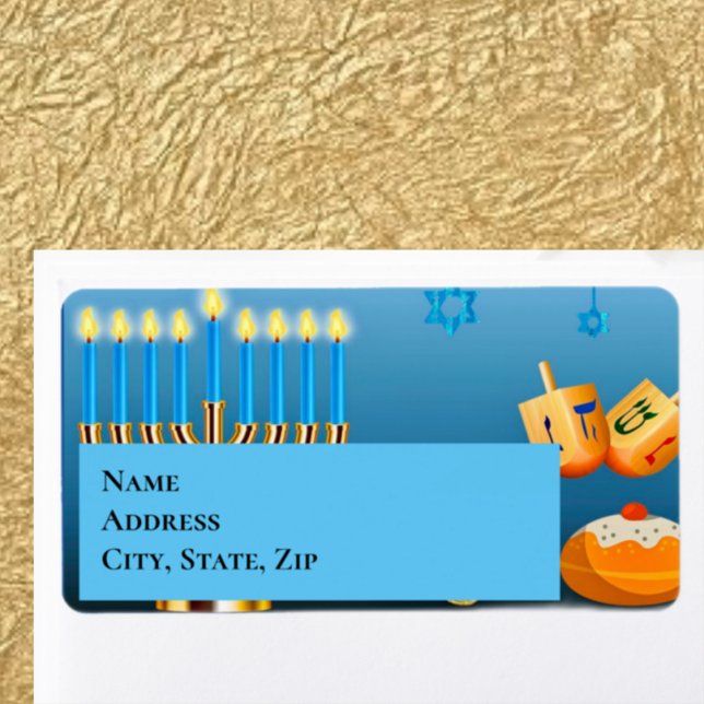 Hanukkah Menorah and Dreidels Label (Creator Uploaded)