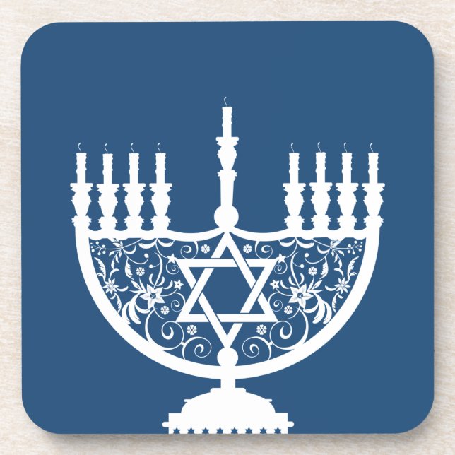 Hanukkah Menorah Beverage Coaster (Front)