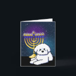 Hanukkah Menorah Bichon Card<br><div class="desc">KiniArt Bichon Frise Hanukkah art by Contemporary PUP Artist,  Kim Niles. © Kim Niles,  KiniArt™ - All Rights Reserved.</div>
