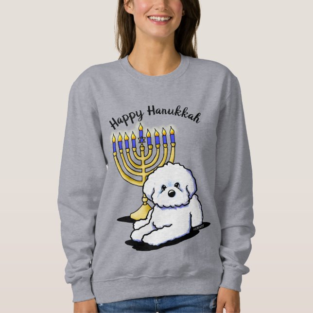 Hanukkah Menorah Bichon Sweatshirt (Front)