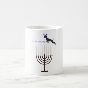 Hanukkah Menorah Black Poodle Dog Reindeer Coffee Mug