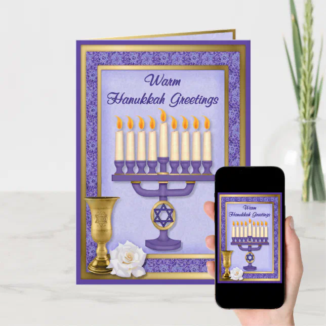 Hanukkah Menorah Blessings Holiday Card Zazzle