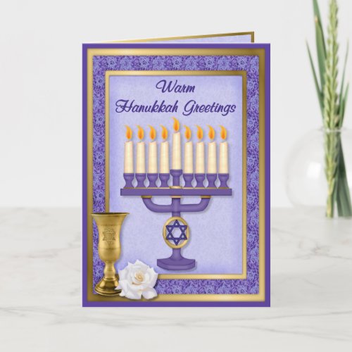 Hanukkah Menorah Blessings Holiday Card