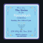 Hanukkah Menorah Blue Invitation<br><div class="desc">Add your photo and customize your Holiday Season message.
I love painting and design! I hope you enjoy my artwork.</div>