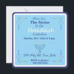 Hanukkah Menorah Blue Invitation<br><div class="desc">Add your photo and customize your Holiday Season message.
I love painting and design! I hope you enjoy my artwork.</div>
