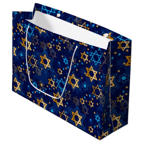 Hanukkah Menorah Blue Star Jewish  Large Gift Bag