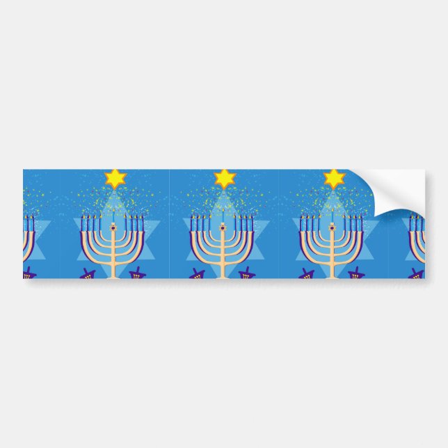 hanukkah menorah bumper sticker (Front)