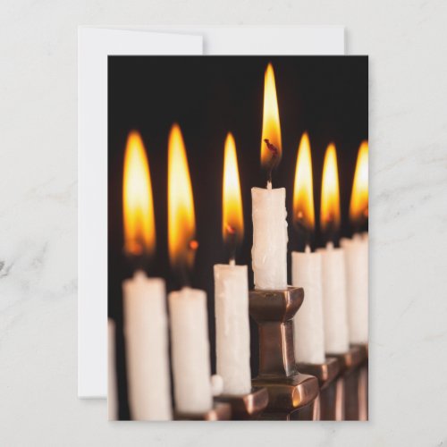 Hanukkah Menorah Burning White Candles Chanukah Holiday Card