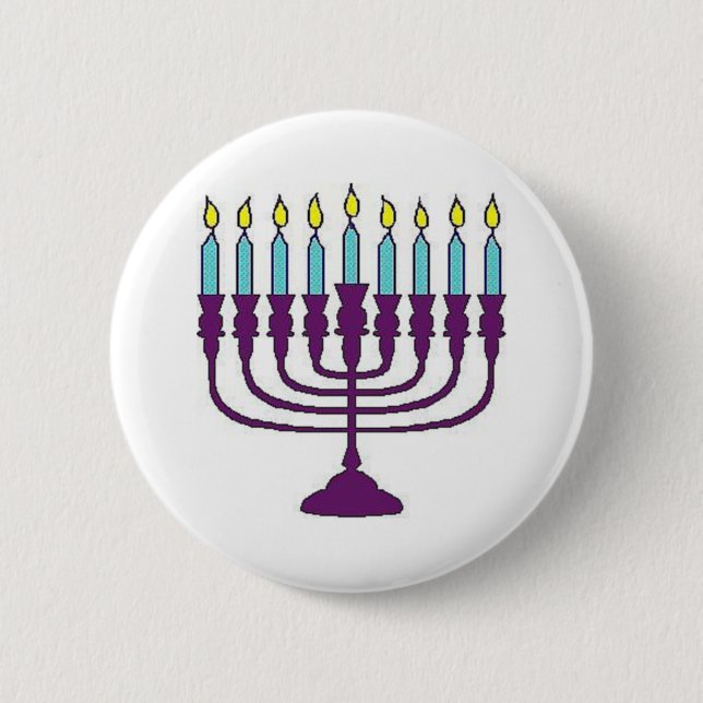 Hanukkah Menorah Button (Front)