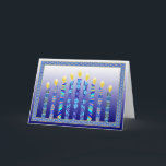 Hanukkah menorah candles card<br><div class="desc">The modern illustrated representation of the Hanukkah menorah candles. Blue white and multi color with verse inside.  "Wishing you to very happy Hanukkah."</div>