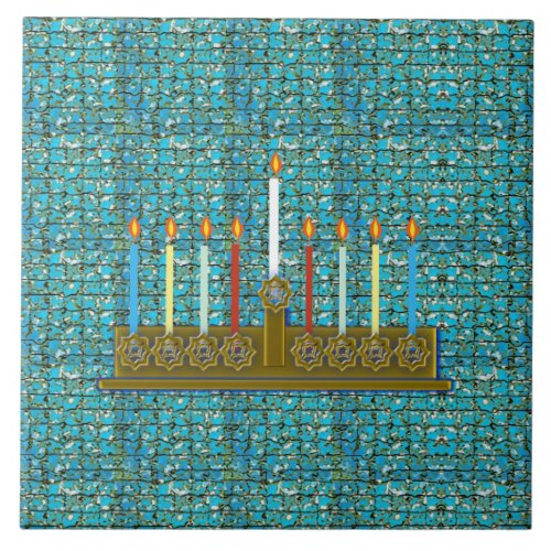 Hanukkah Menorah Ceramic Tile