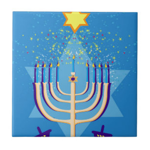 hanukkah menorah ceramic tile