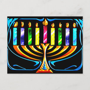 Hanukkah Menorah - Chanukah Menorah Holiday Postcard