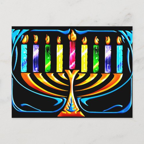 Hanukkah Menorah _ Chanukah Menorah Holiday Postcard