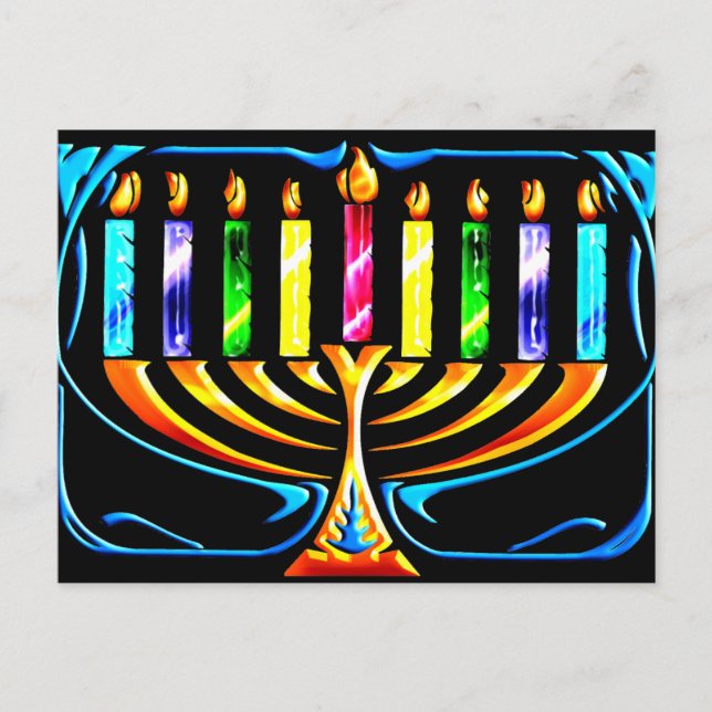 Hanukkah Menorah - Chanukah Menorah Holiday Postcard (Front)