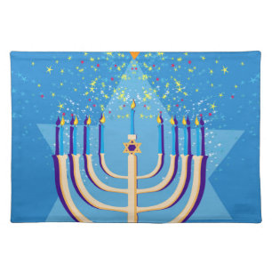 hanukkah menorah cloth placemat