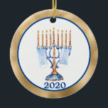 Hanukkah Menorah Covid 2020 Face Mask Ceramic Ornament<br><div class="desc">This design was created though digital art. It may be personalized in the area provided or customizing by changing the photo or added your own words. Contact me at colorflowcreations@gmail.com if you with to have this design on another product. Purchase my original abstract acrylic painting for sale at www.etsy.com/shop/colorflowart. See...</div>