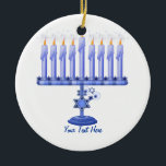 Hanukkah Menorah (customizable) Ceramic Ornament<br><div class="desc">You can personalize this beautiful Chanukah gift with a name or your own text!</div>