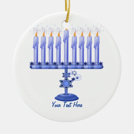Hanukkah Menorah (customizable) Ceramic Ornament