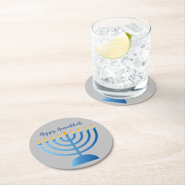 Hanukkah Menorah Design Paper Coaster