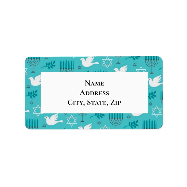 Hanukkah Menorah Dove Star Label (Front)