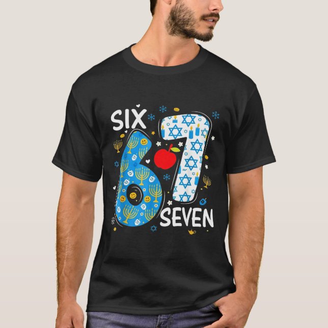 Hanukkah Menorah Dreidel 67 Festive Chanukah Six S T-Shirt (Front)