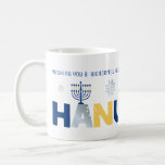 HANUKKAH Menorah Dreidel Coffee Mug<br><div class="desc">Our Hanukkah Greeting MUG with a dreidel, menorah, jelly donut, and Jewish stars of David is a beautiful, fun way to wish family and friends a Happy Hanukkah in style. . Personalize with your custom greeting on the reverse to make it truly one of a kind. Inquiries: message us or...</div>