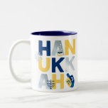 HANUKKAH Menorah Dreidel Coffee Mug<br><div class="desc">Our Hanukkah Greeting Two-tone MUG with a dreidel, menorah, jelly donut, and Jewish stars of David is a beautiful, fun way to wish family and friends a Happy Hanukkah in style. . Personalize with your custom greeting on the reverse to make it truly one of a kind. Inquiries: message us...</div>
