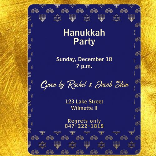  Hanukkah menorah  dreidel Foil Invitation