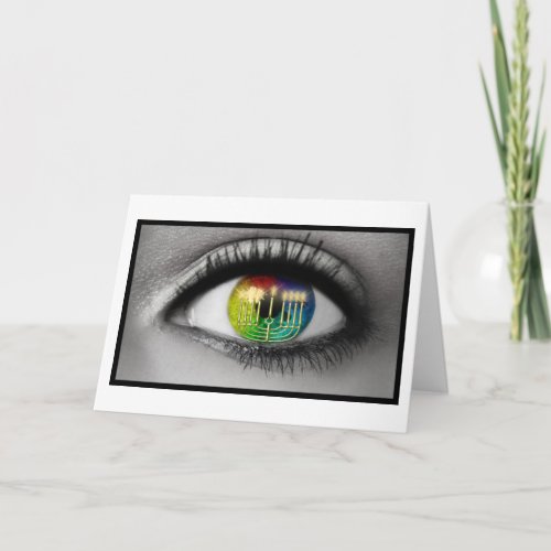 Hanukkah Menorah  Eye Reflection Greeting Card