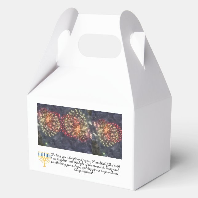 Hanukkah  menorah , fire crackers  favor boxes (Front)
