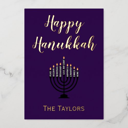 Hanukkah Menorah  Foil Holiday Card