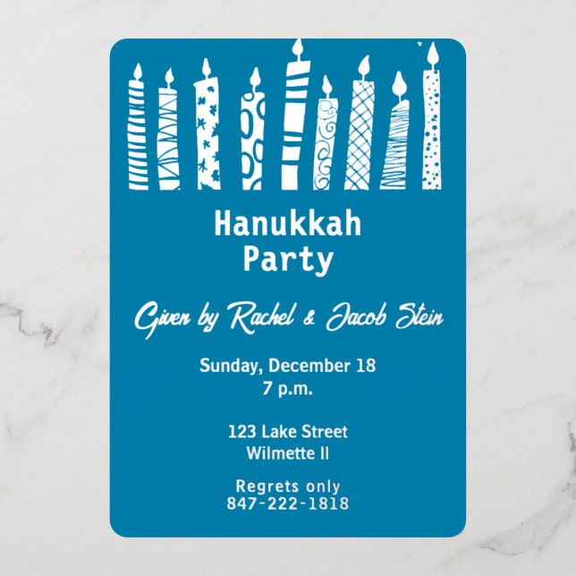  Hanukkah menorah    Foil Invitation (Front)
