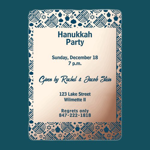  Hanukkah menorah  Foil Invitation