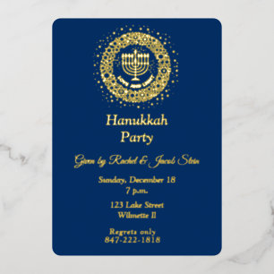 Hanukkah menorah foil invitation