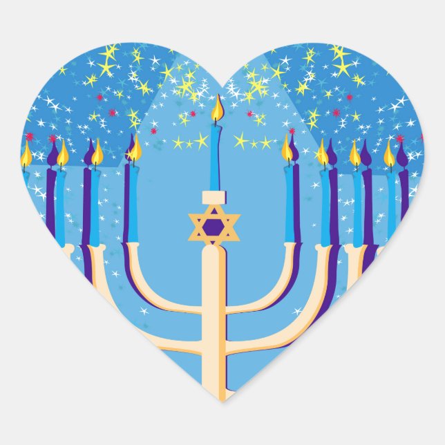 hanukkah menorah heart sticker (Front)