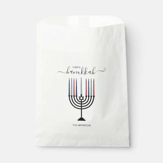 Hanukkah Menorah Holiday Favor Bags (Front)