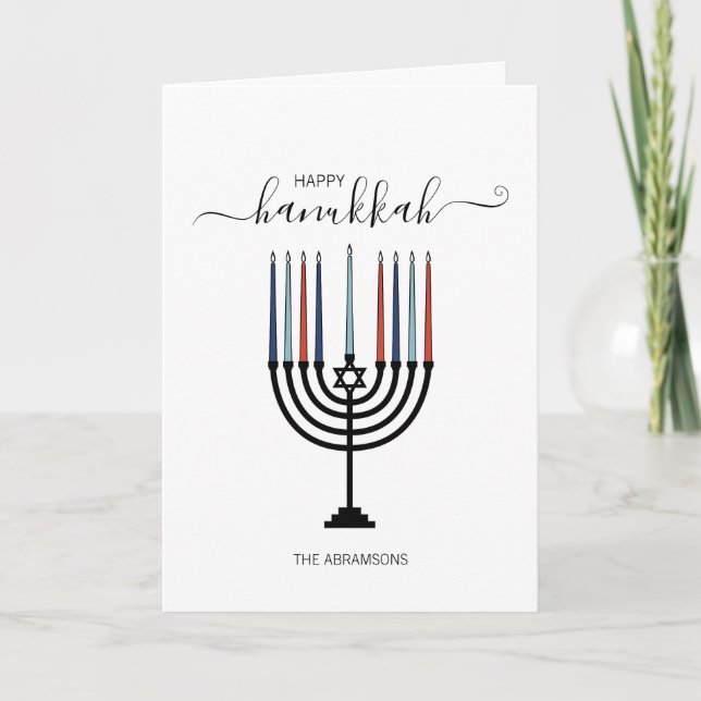 Hanukkah Menorah Holiday Greeting Card (Front)