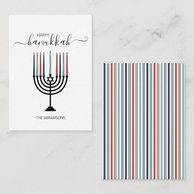 Hanukkah Menorah Holiday Mini Note Card (Front/Back)