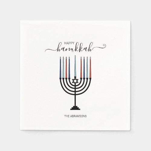 Hanukkah Menorah Holiday Paper Napkin