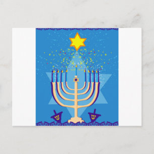 hanukkah menorah holiday postcard