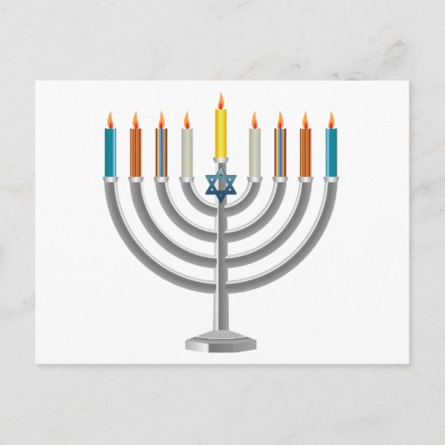 Hanukkah menorah holiday postcard