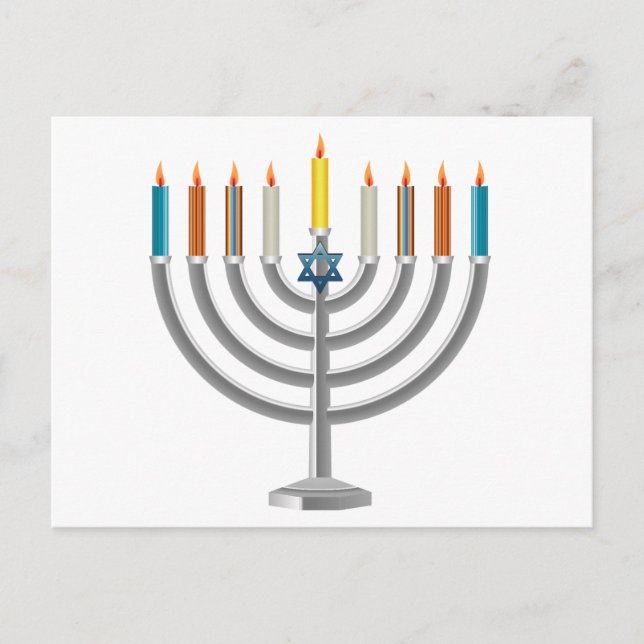 Hanukkah menorah holiday postcard (Front)
