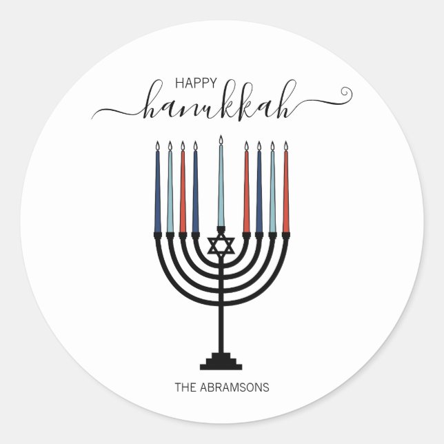 Hanukkah Menorah Holiday Sticker (Front)
